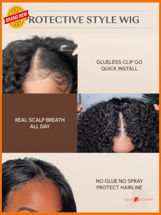 Human Hair V Part Wig Yaki Straight EasiContour Glueless 22 Inch 150% Density
